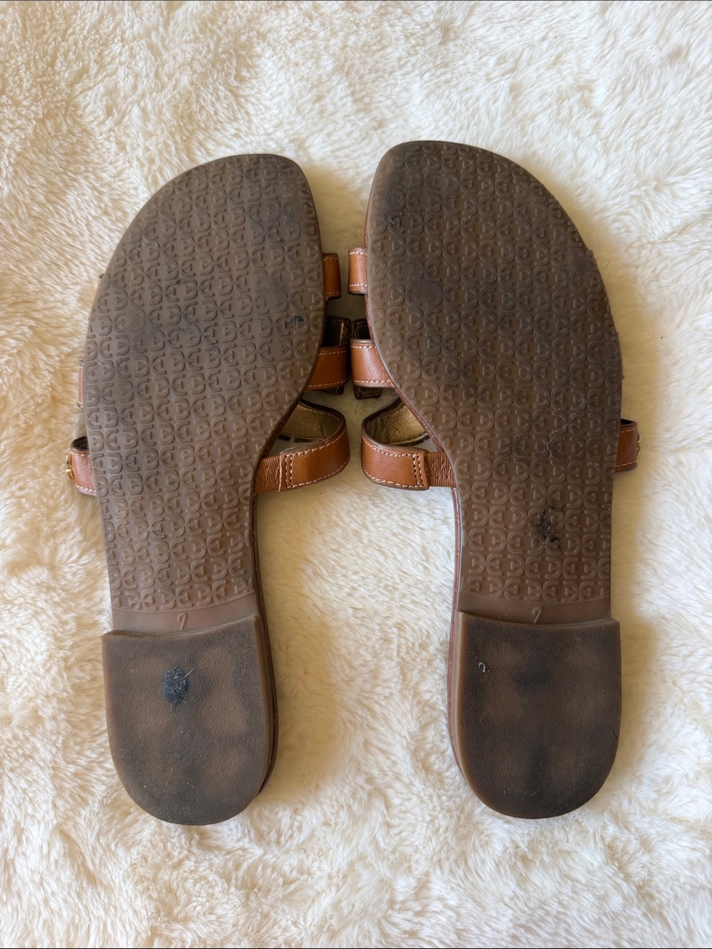 Sam Edelman Cognac Brown Cutout Leather Slide Sandals - Picture 2 of 4